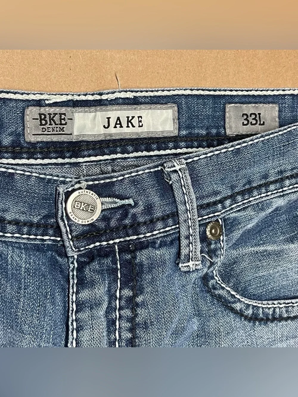 BKE Buckle Jake Straight Jeans Men’s 33x34 Blue Denim Stretch